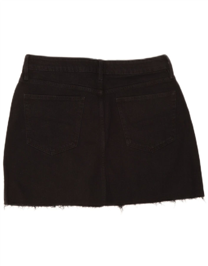 Zara Dame Denim Nederdel Large W30 Sort Bomuld