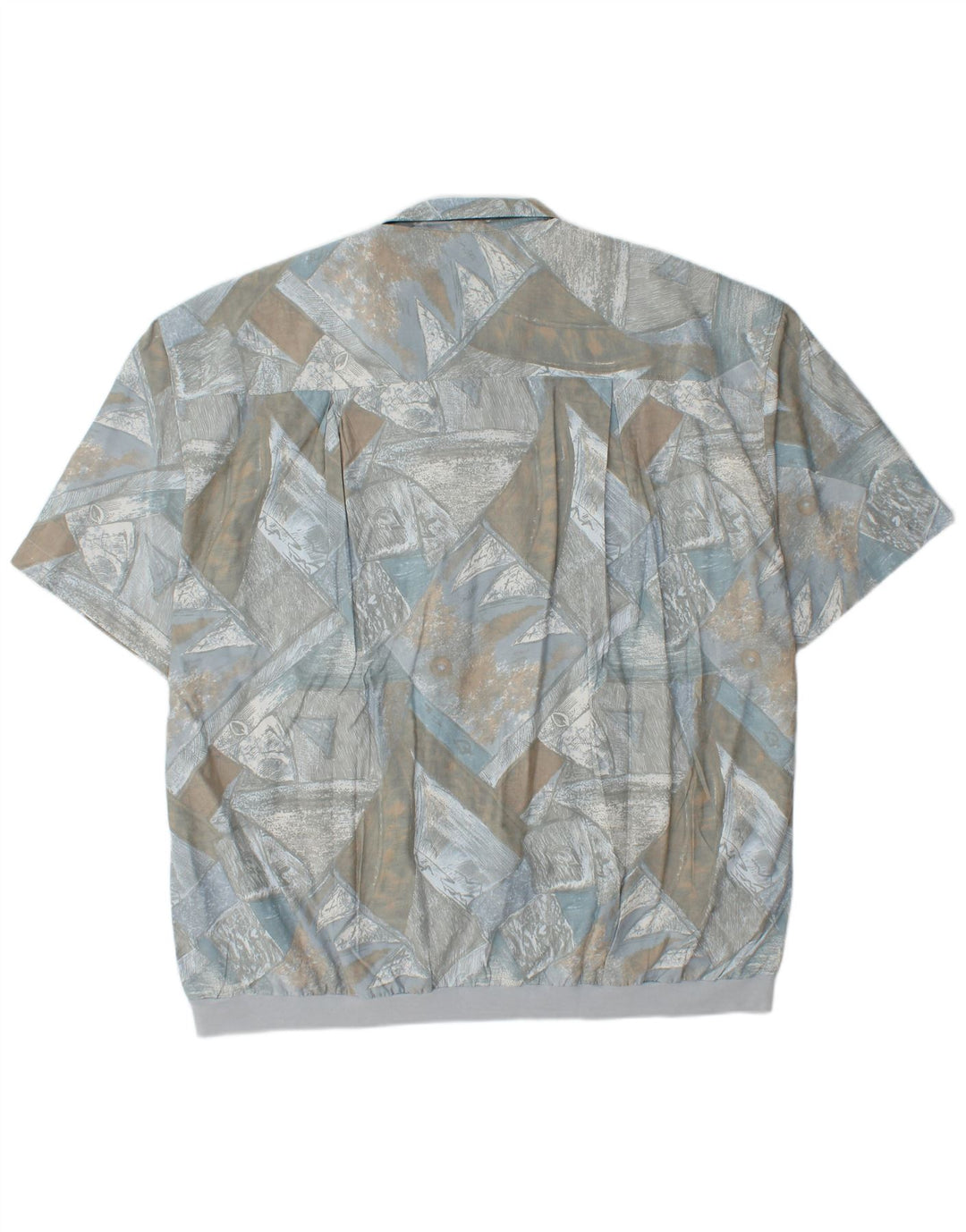 CANDA Herre abstrakt mønster kortærmet pullover skjorte 2XL blå viskose