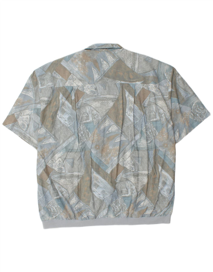 CANDA Herre abstrakt mønster kortærmet pullover skjorte 2XL blå viskose