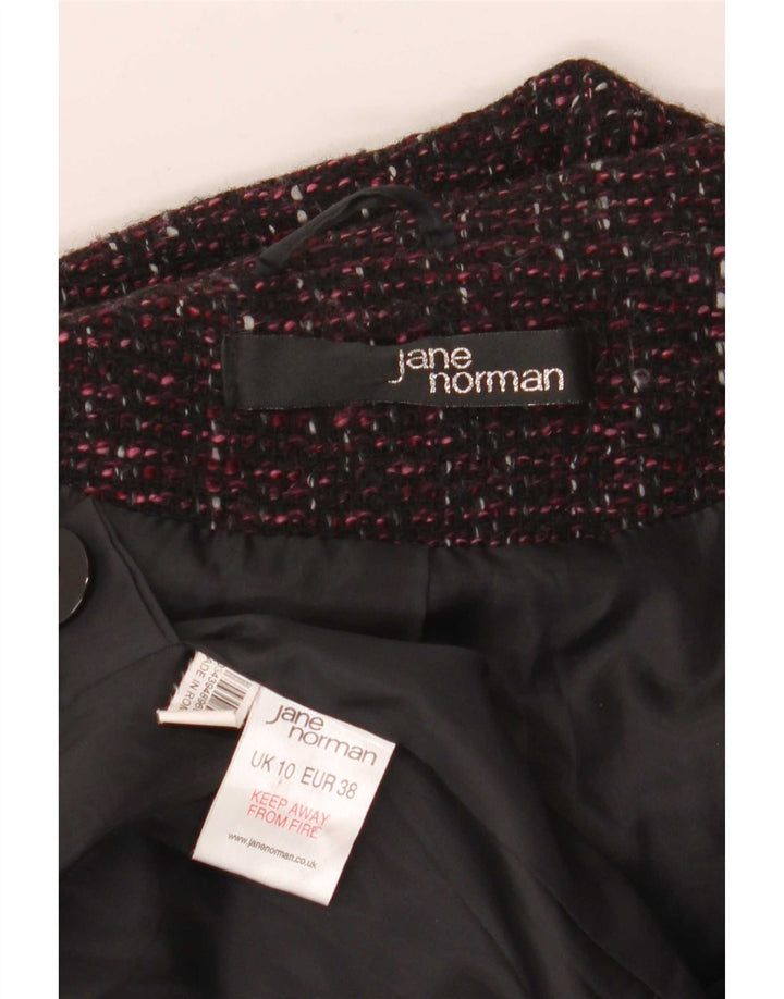 Jane Norman Dame Dobbeltradet Frakke UK 10 Small Purple Flecked Acryl