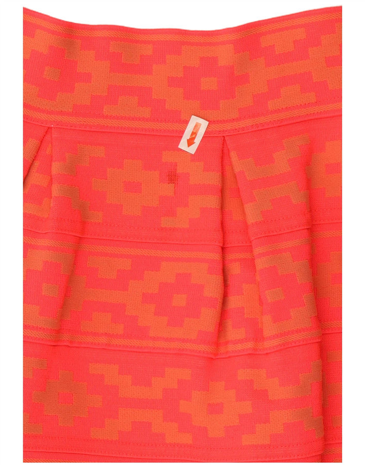 Vintage A-Line nederdel til kvinder UK 14 Medium W28 Orange Geometrisk Polyester