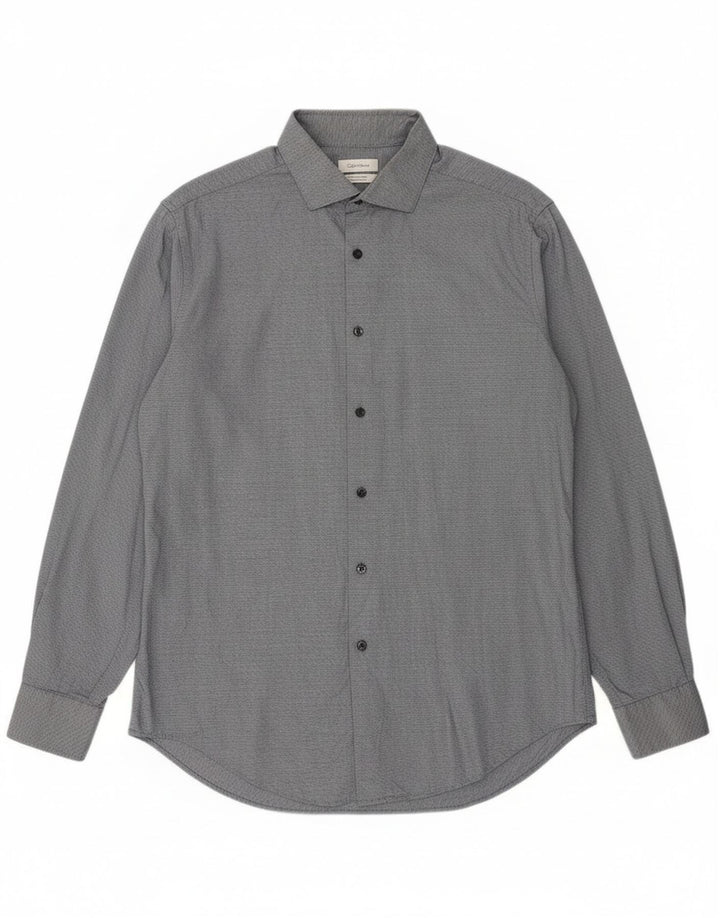 Calvin Klein Herre Slim Fit Skjorte Stor Marineblå Geometrisk