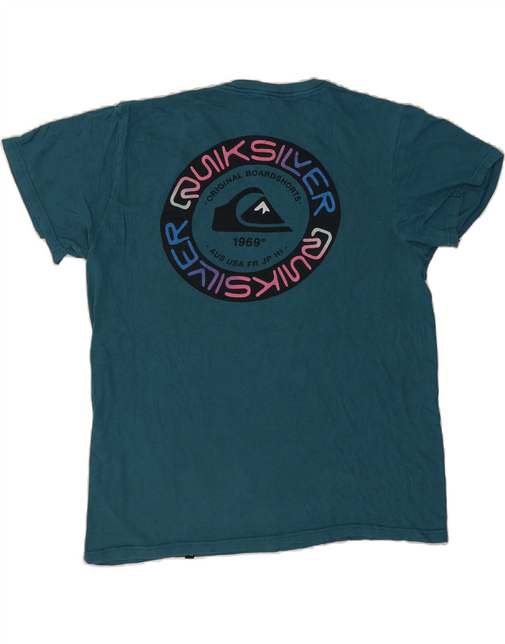 QUIKSILVER Mens Regular Fit Graphic T-Shirt Top Medium Blue Cotton Vintage Quiksilver and Second-Hand Quiksilver from Messina Hembry 