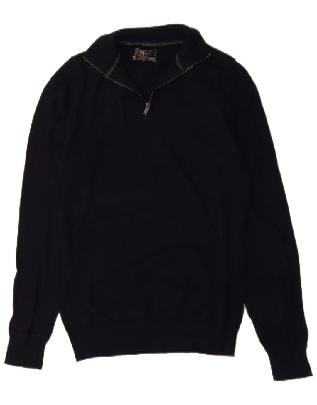 Marks & Spencer Herre sweater med lynlåshals lille marineblå merinould