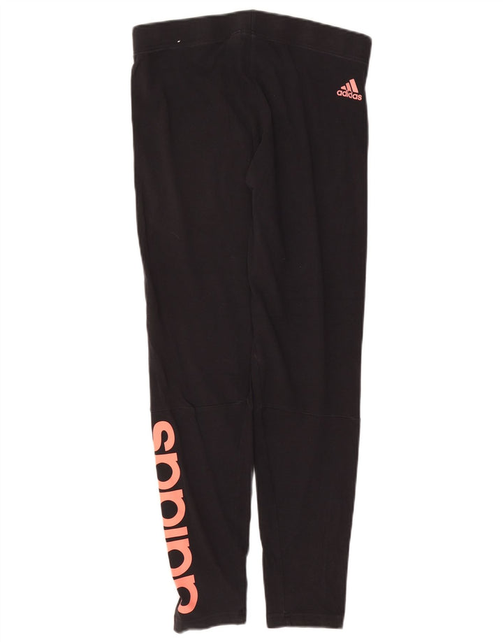 Adidas Dame Grafiske Leggings UK 12/14 Medium Sort Bomuld