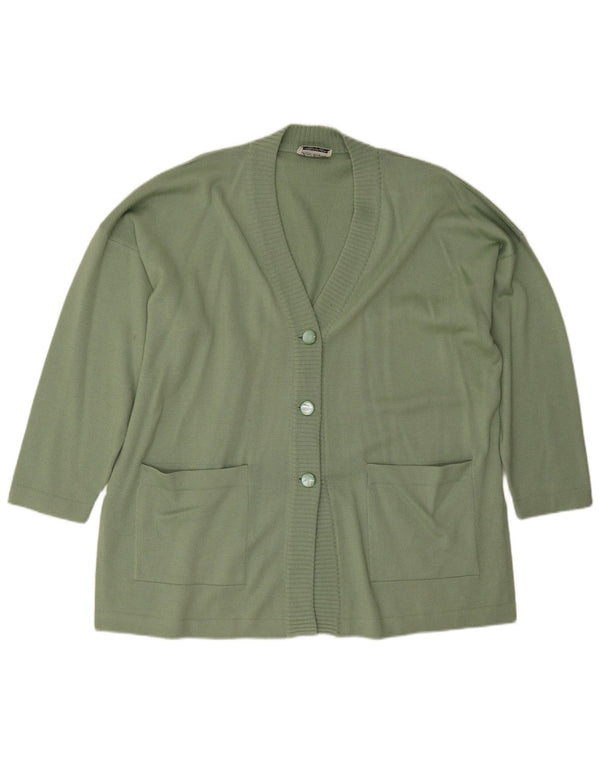 Luisa Spagnoli Dame Cardigan Sweater UK 20 2XL Khaki Wool