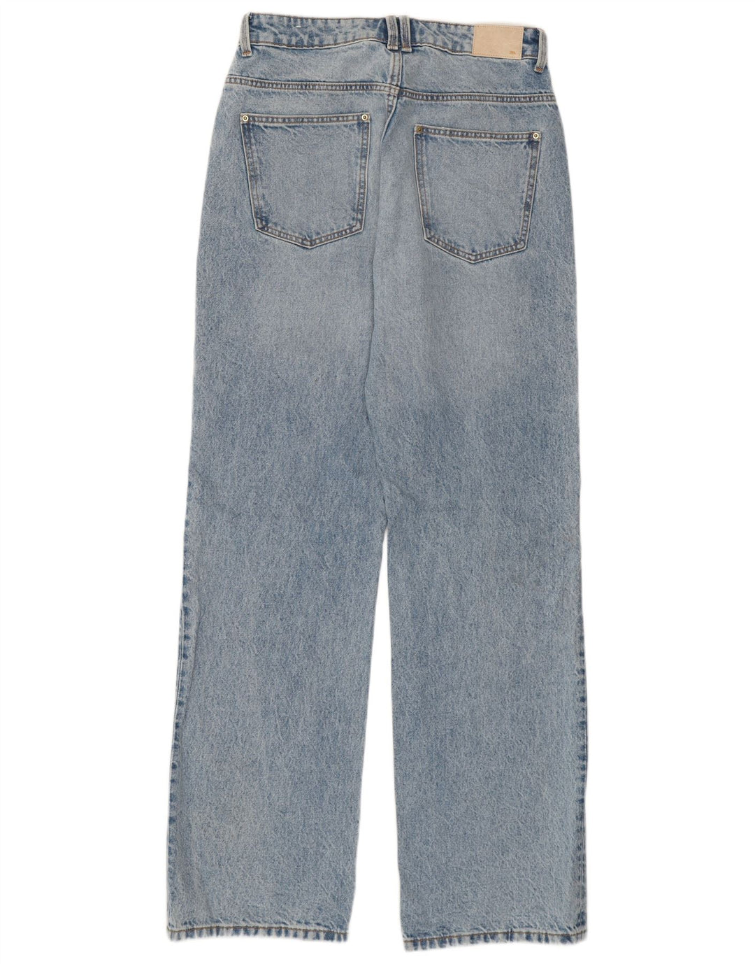 Zara Dame Højtaljede Straight Jeans EU 38 Small W28 L32 Blå Bomuld