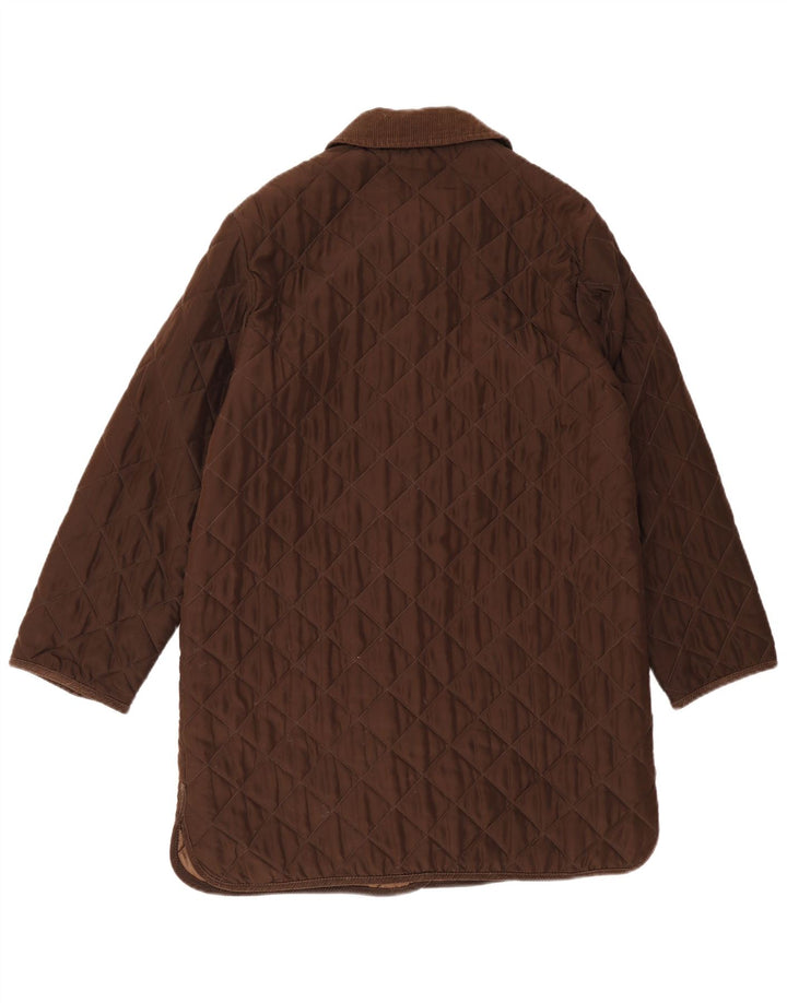 Les Copains Quiltet overfrakke til kvinder IT 42 Medium Brown Acetate