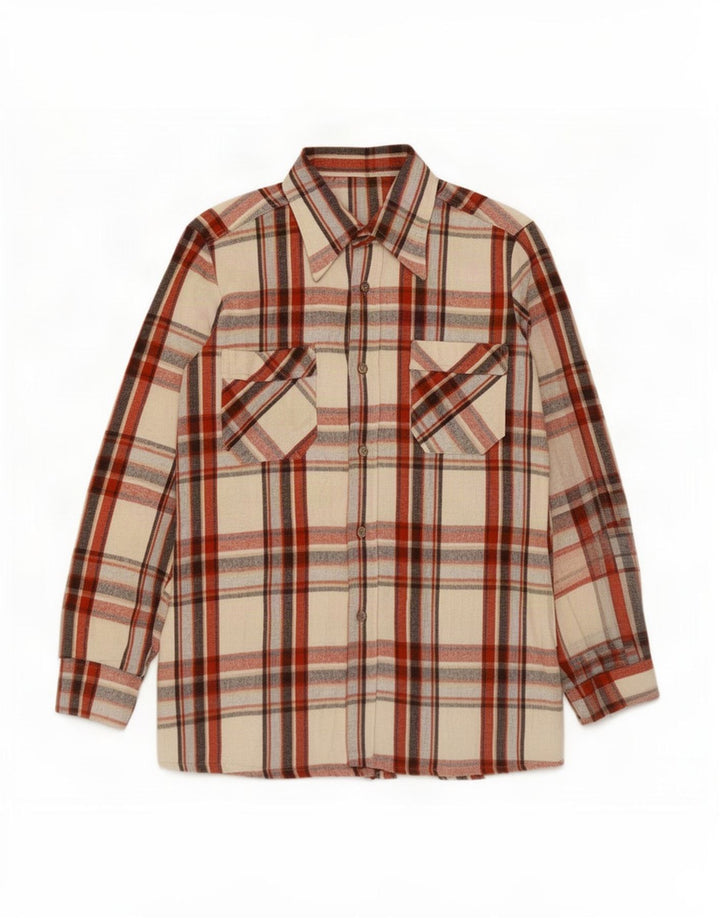 Vintage herre flannel skjorte str. 16 Stor flerfarvet ternet bomuld