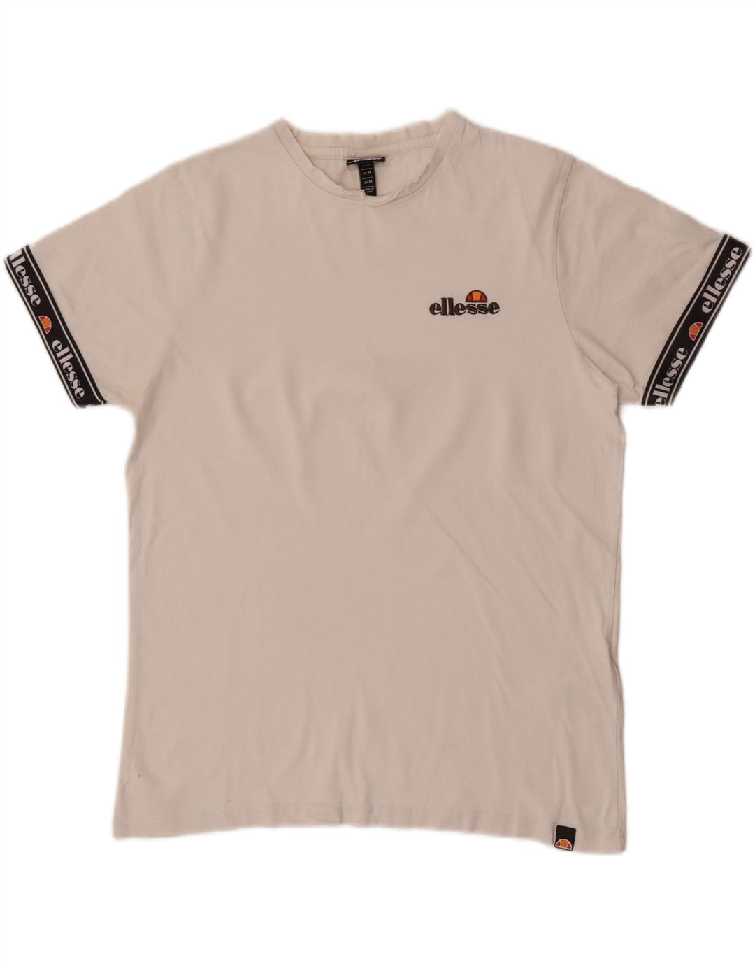 Ellesse Herre Grafisk T-Shirt Top Medium Hvid Colourblock Bomuld