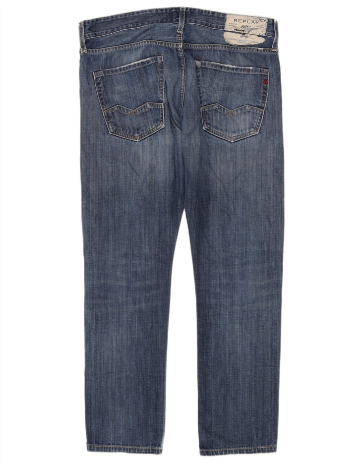 Replay Herre Waitom Distressed Slim Jeans W36 L30 Blå