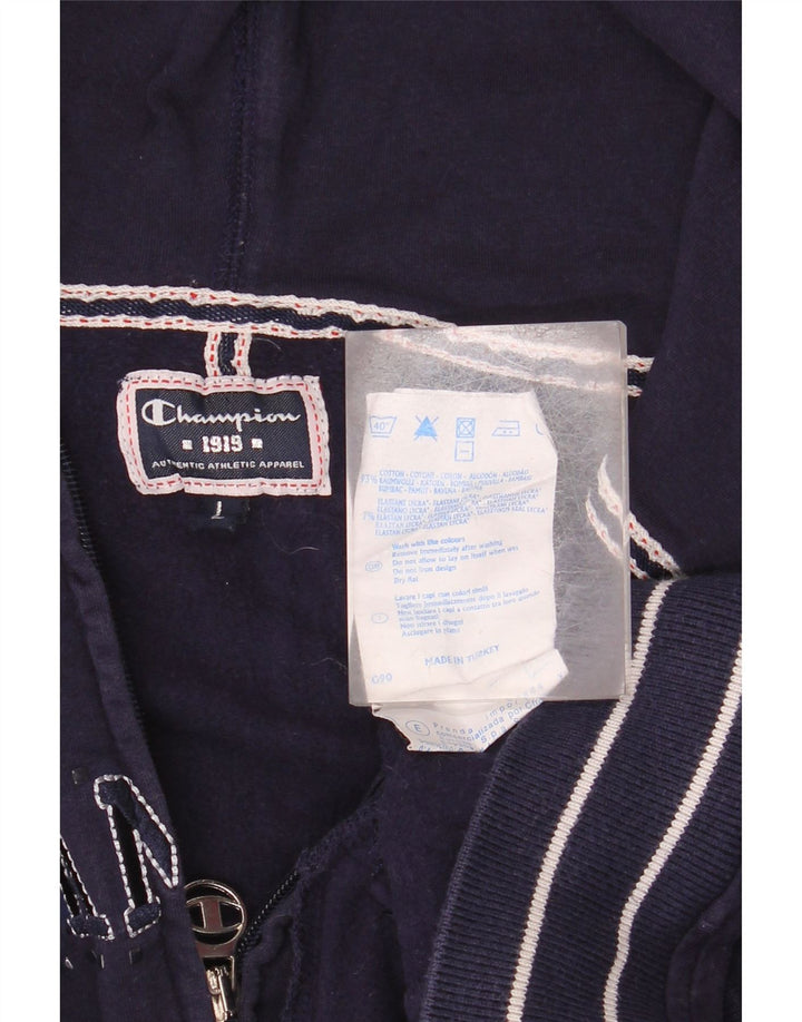 CHAMPION Dame grafisk hættetrøje med lynlås UK 16 Stor marineblå bomuld