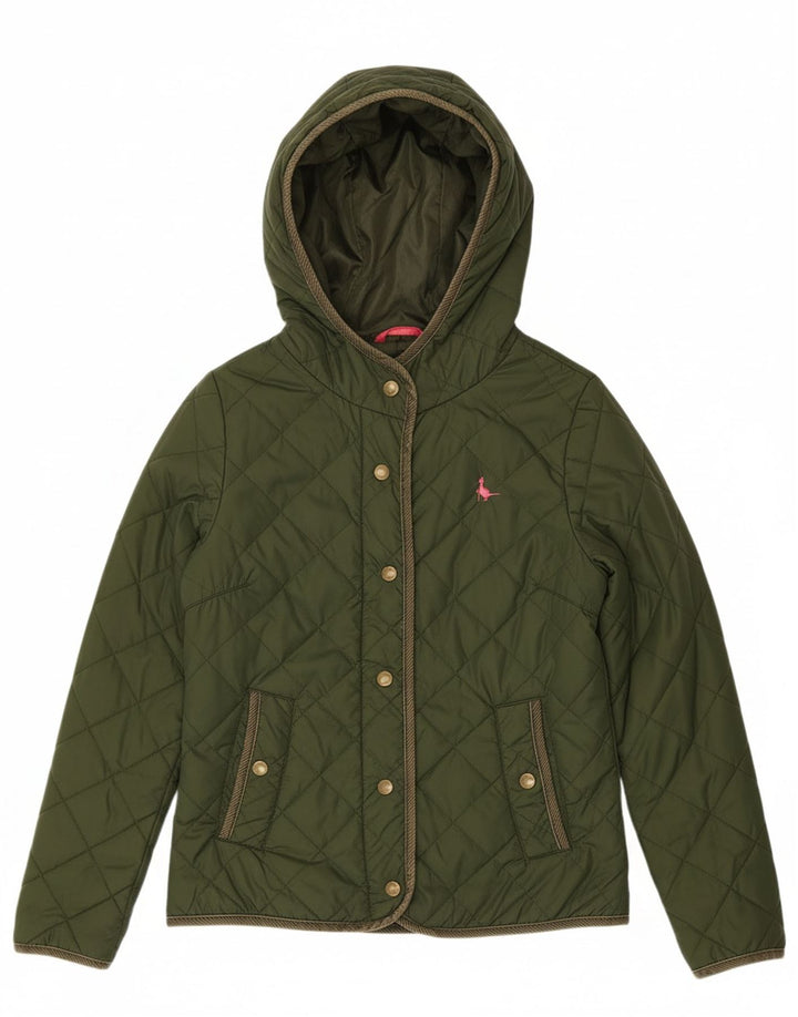 JACK WILLS Womens Hooded Quilted Jacket UK 8 Small  Green