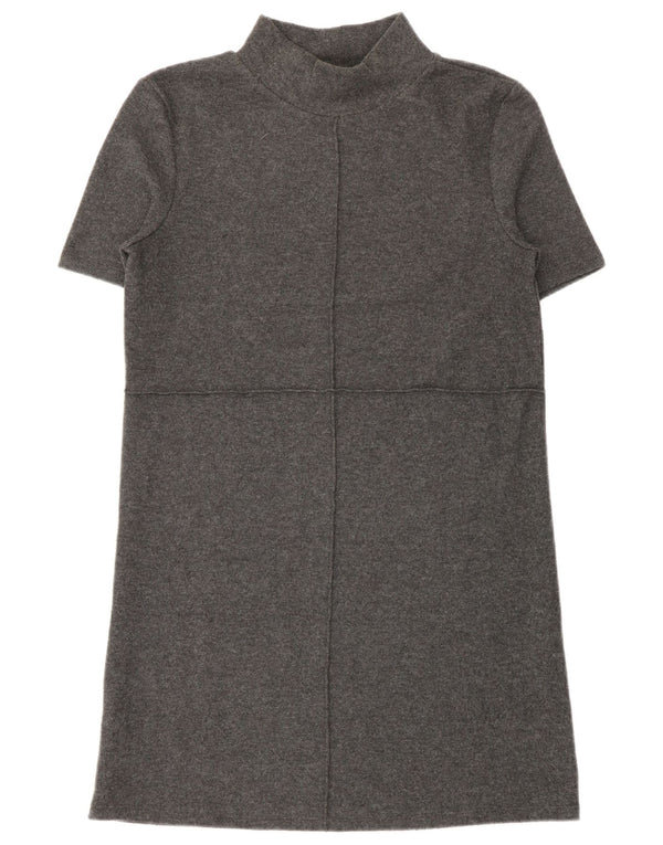Zara Kortærmede Jumper Kjole til kvinder UK 10 Lille Grå Polyester