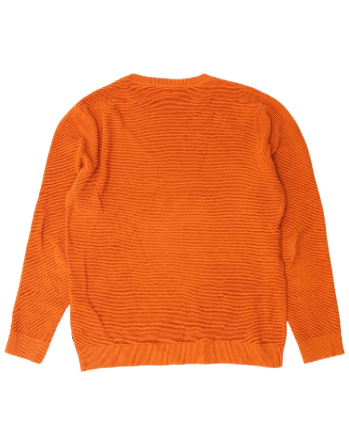 Jack & Jones herre sweater med rund hals, stor orange bomuld