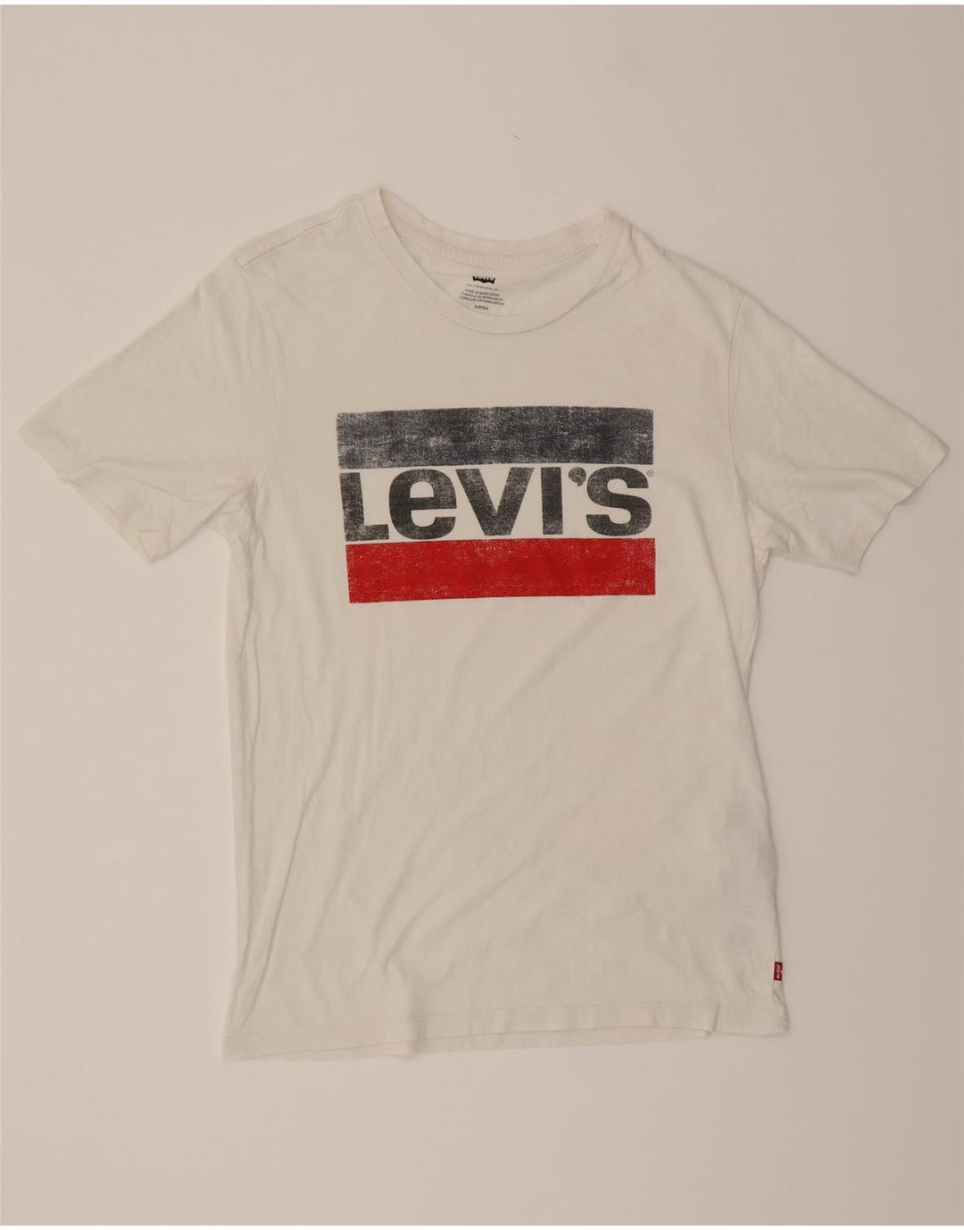 LEVI'S Mens Graphic T-Shirt Top Small White Cotton Vintage Levi's and Second-Hand Levi's from Messina Hembry 
