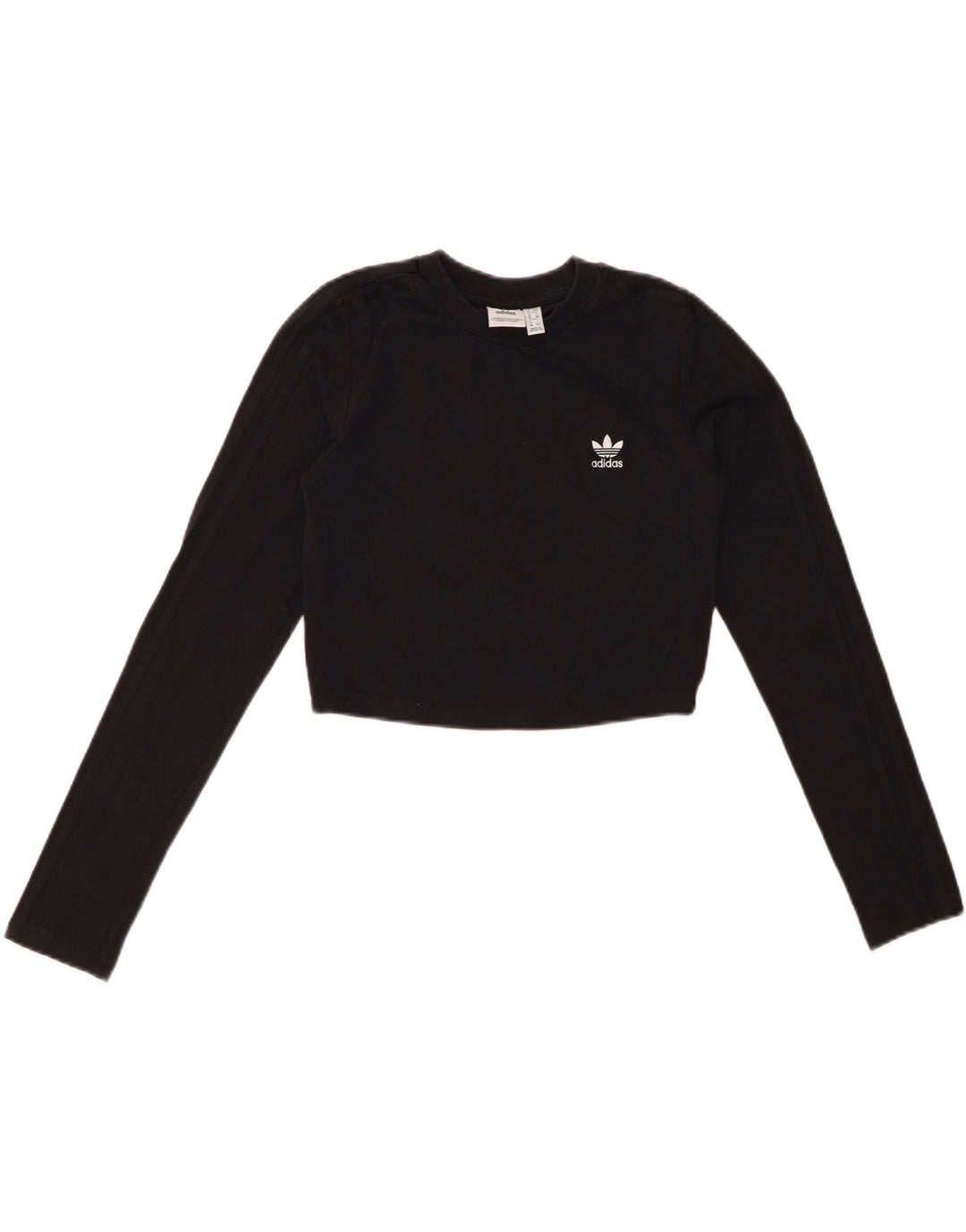 ADIDAS Dame Crop Top Langærmet UK 10 Small Black Bomuld