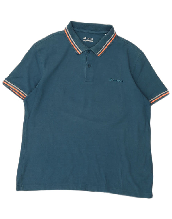 Lotto Herre Polo Shirt Large Blue Colourblock