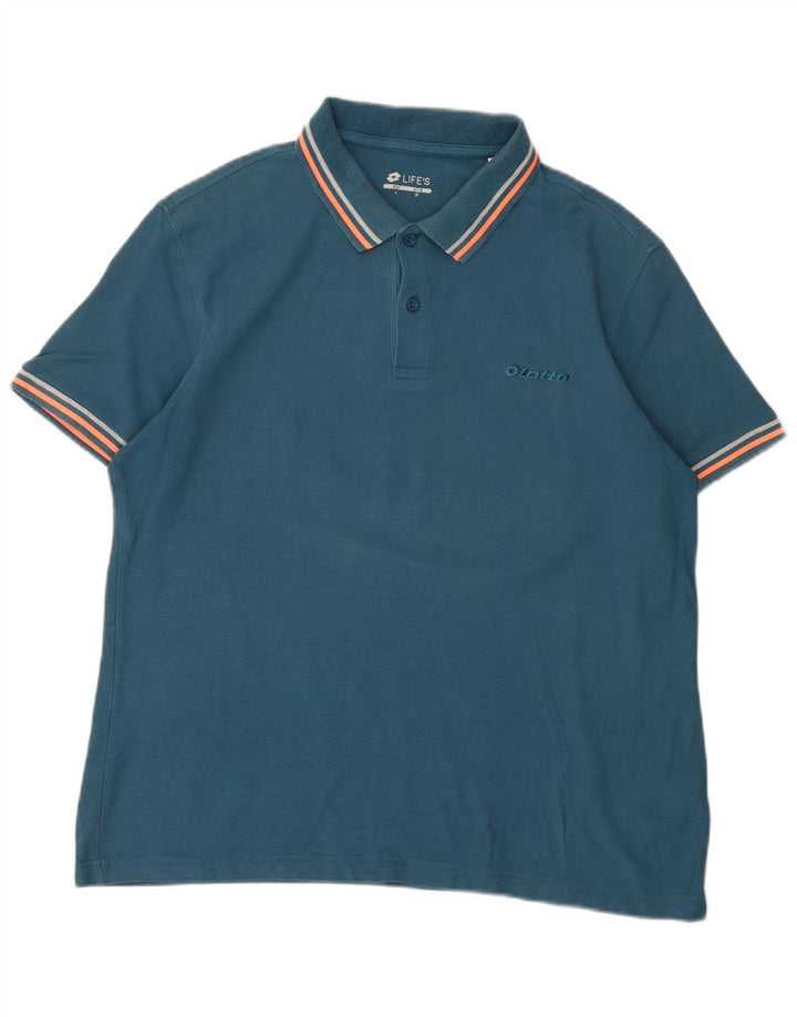 Lotto Herre Polo Shirt Large Blue Colourblock