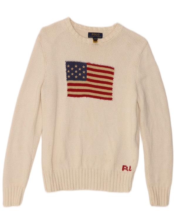 Polo Ralph Lauren piger bådhals sweater 14-15 år stor hvid