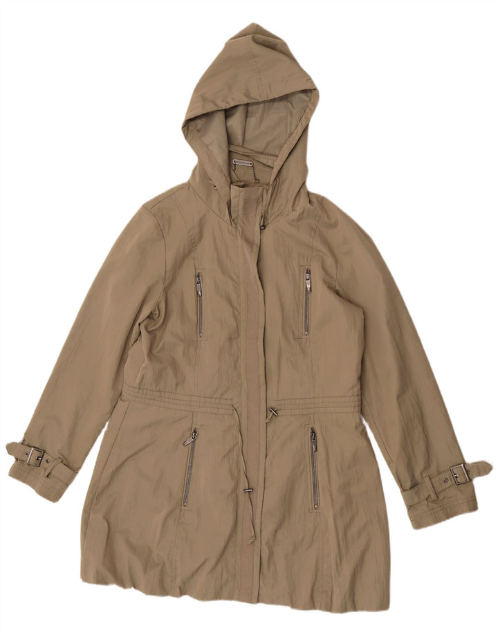 John Rocha Dame Hooded Parka Jacket UK 12 Medium Khaki Polyester