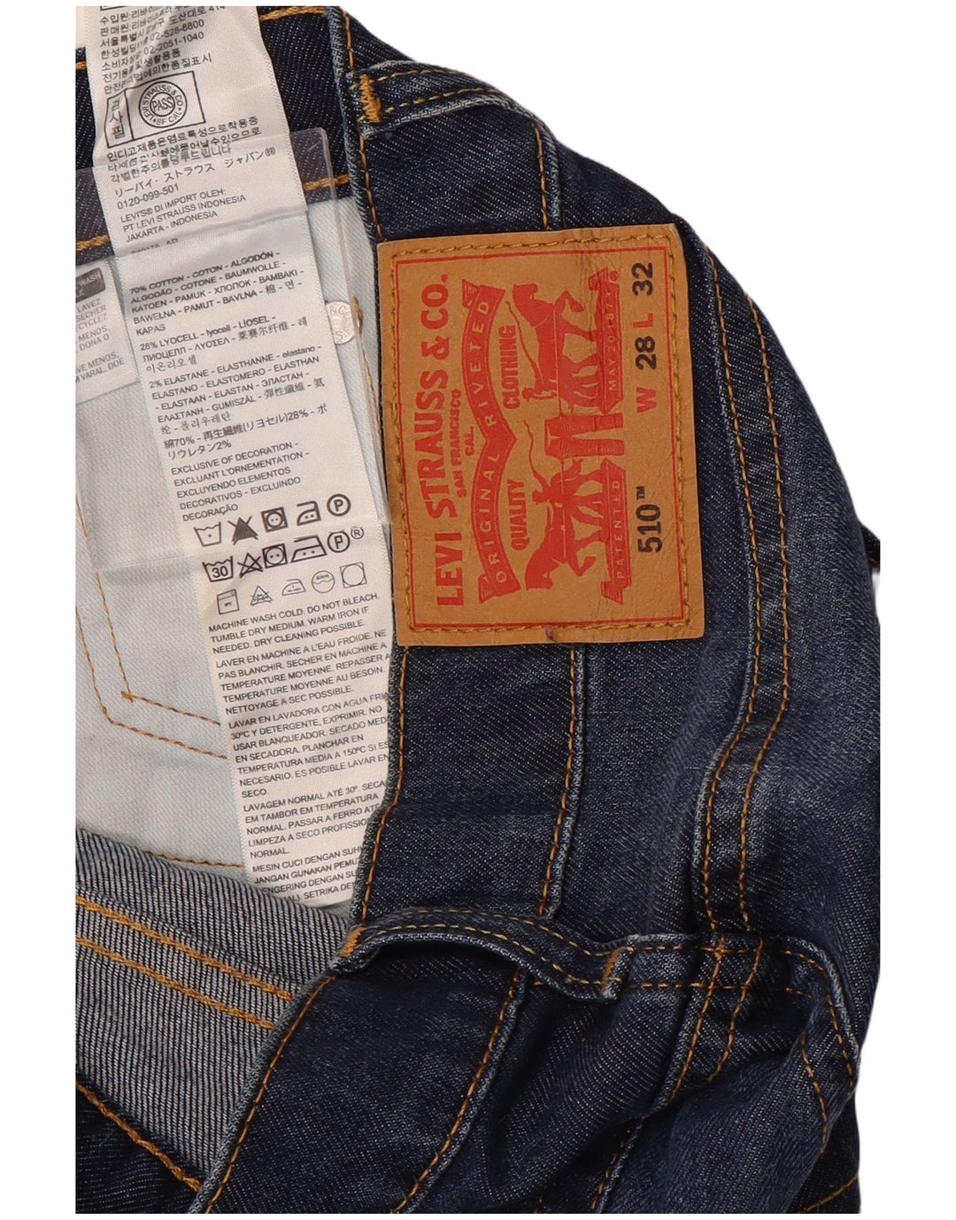 Levi's Herre 510 Skinny Jeans W28 L32 Blå Bomuld