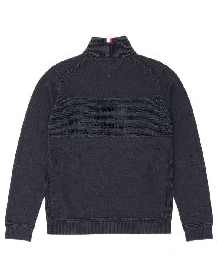 Tommy Hilfiger Herre Zip Neck Jumper Sweater Medium Navy Blue Bomuld