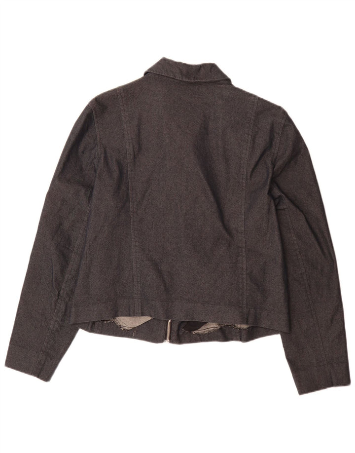 Ralph Lauren Dame Bomber Jacket UK 14 Stor Grå Bomuld