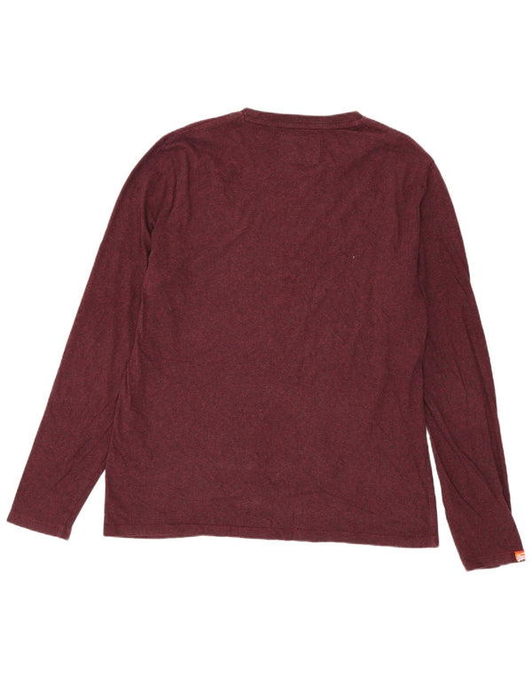 Superdry Herre Top Langærmet 2XL Bourgogne bomuld