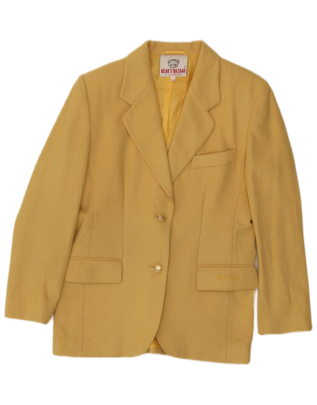 Laura Biagiotti Dame 2-knaps blazerjakke IT 42 Medium Gul