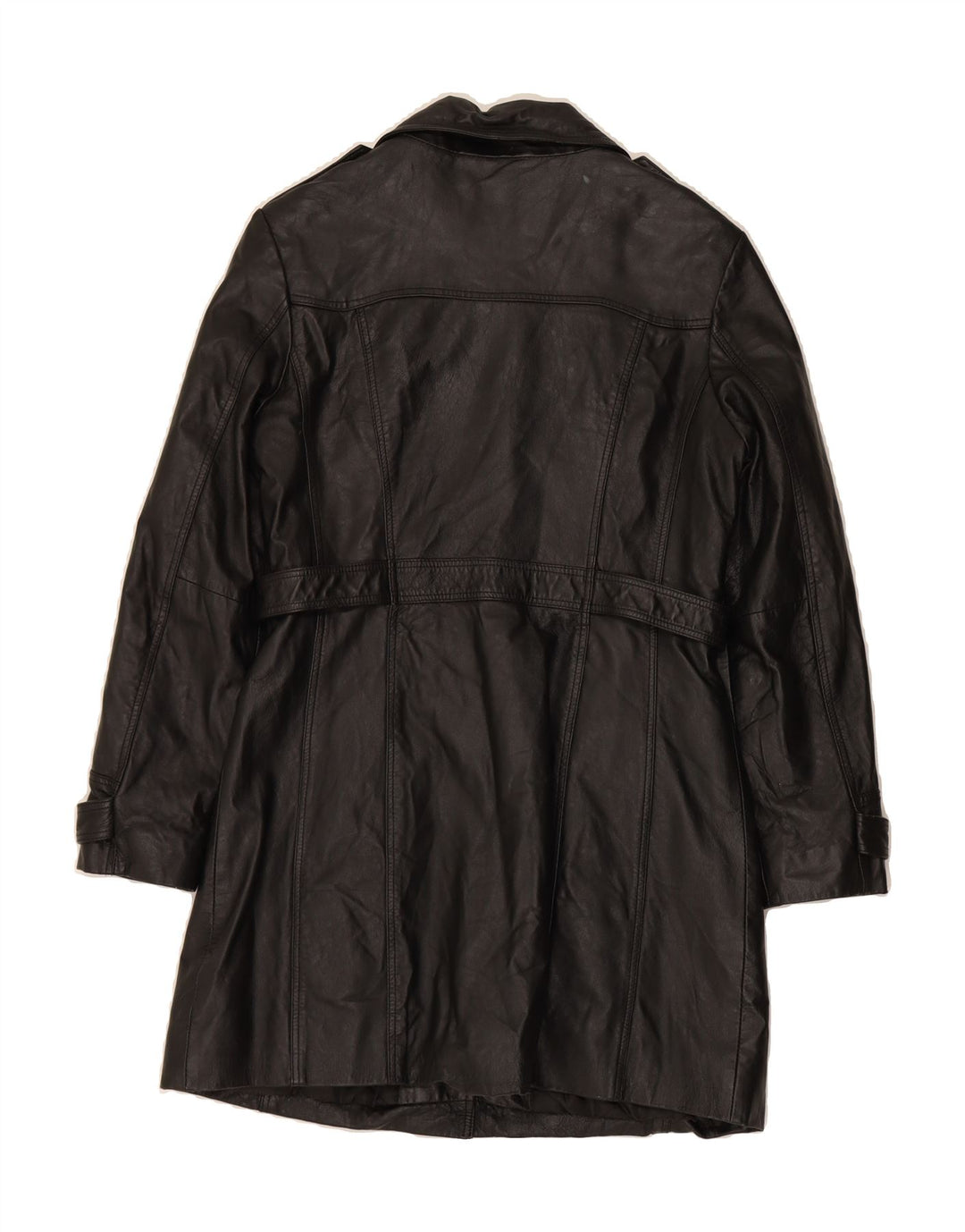 VINTAGE Womens Leather Coat UK 14 Medium Black Vintage Vintage and Second-Hand Vintage from Messina Hembry 