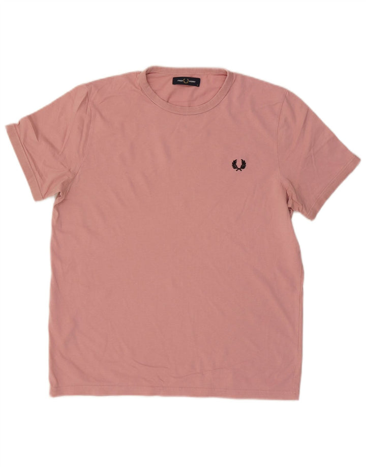 Fred Perry Herre T-shirt Top Medium Pink Bomuld