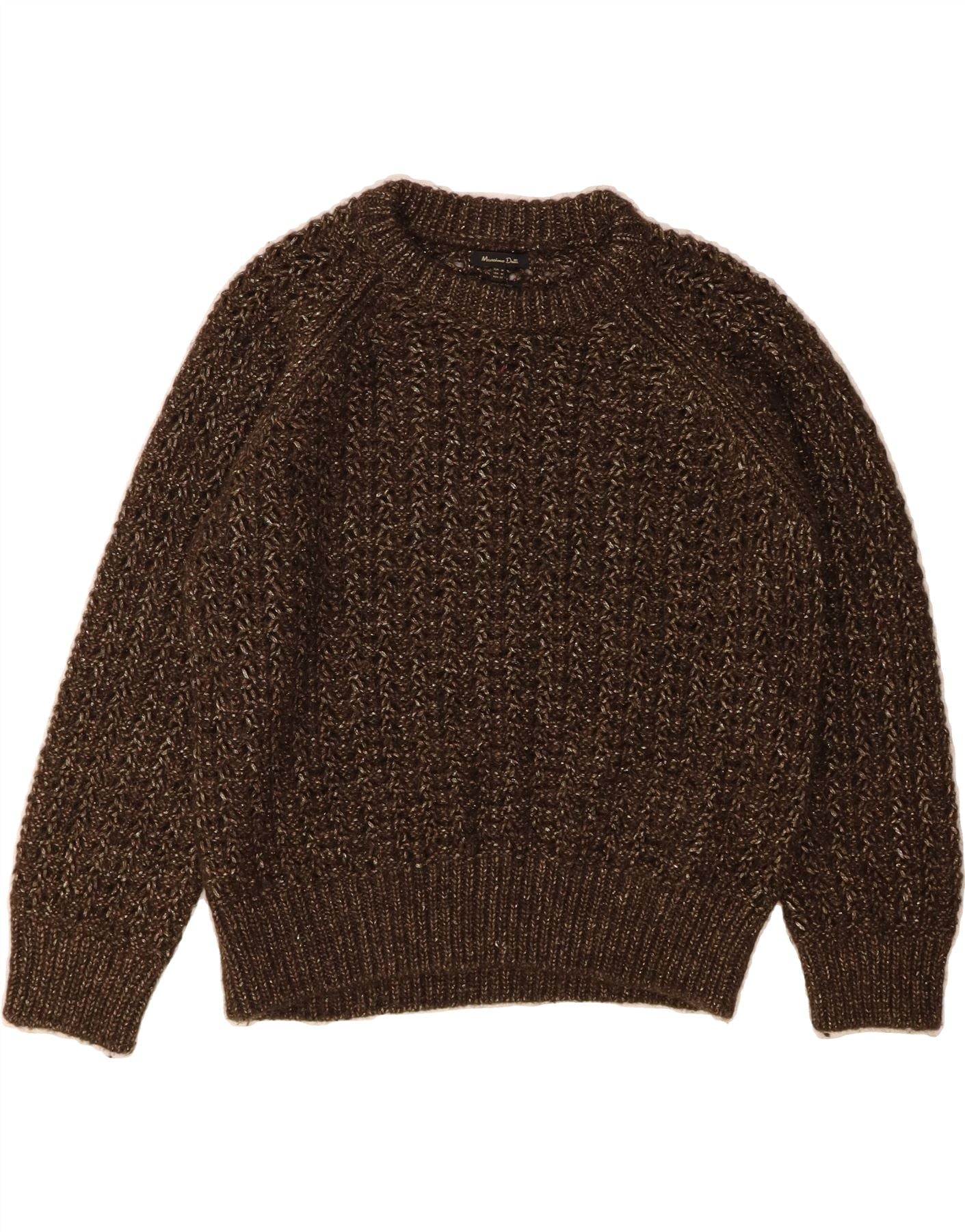 MASSIMO DUTTI Womens Crew Neck Jumper Sweater UK 14 Medium Brown Vintage Massimo Dutti and Second-Hand Massimo Dutti from Messina Hembry 