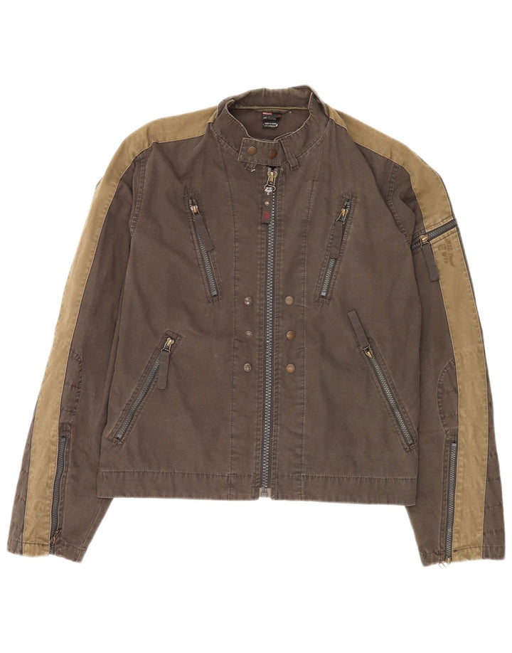 Diesel Bomber Jacket UK 40 Stor Grå Colourblock Bomuld