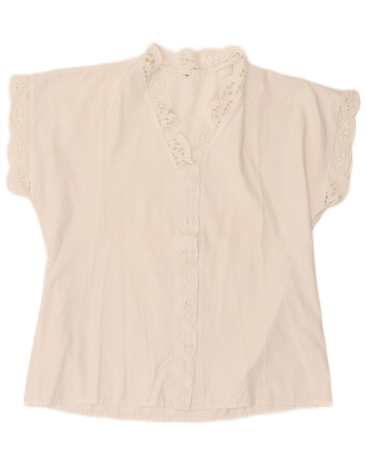 Vintage kvinders kortærmet skjortebluse EU 38 Medium White