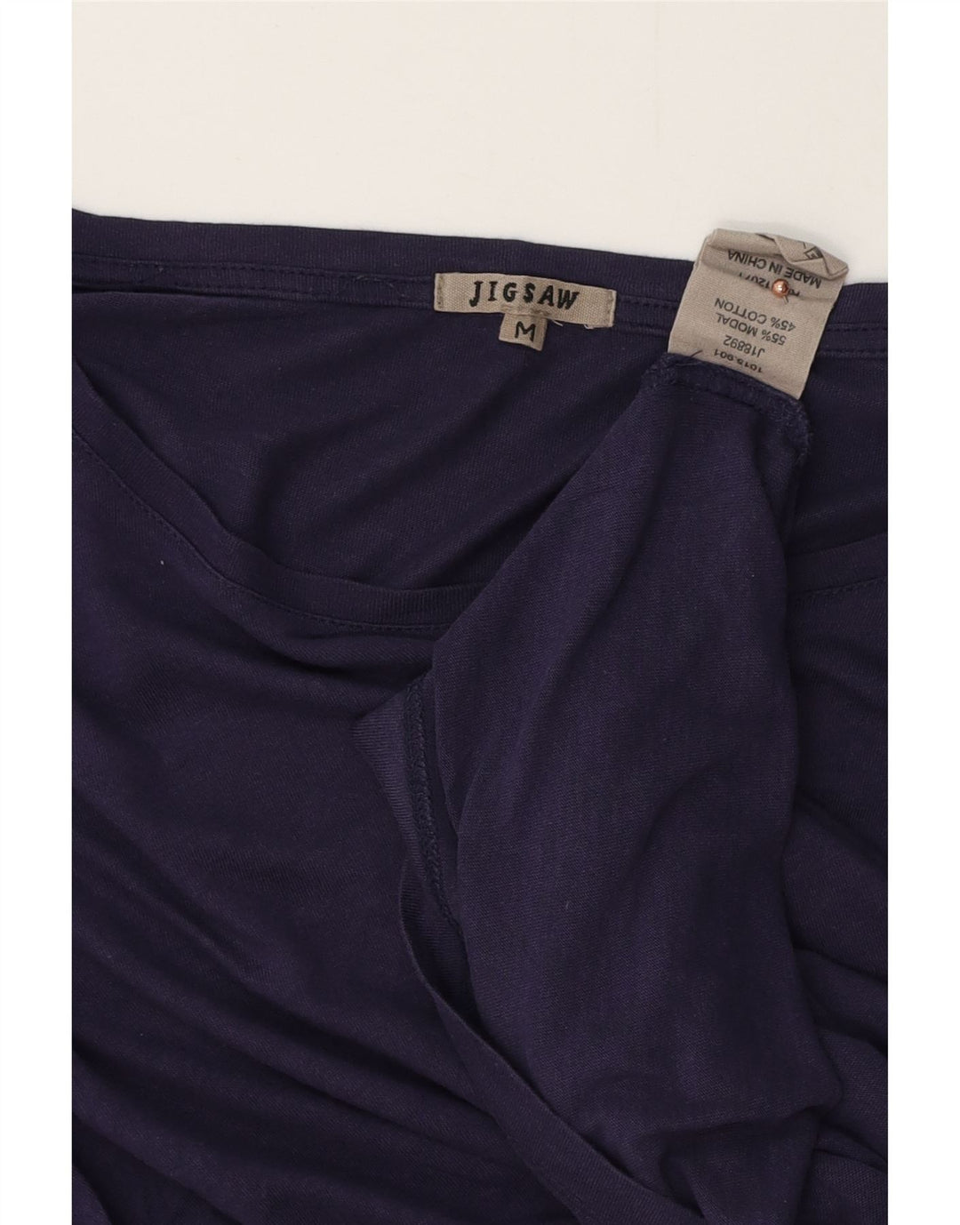 JIGSAW Dame Top Langærmet UK 14 Medium Navy Blue Modal
