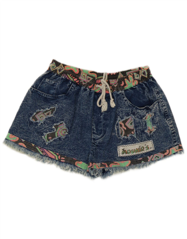 Vintage denimshorts til kvinder Medium W28 blå patchwork