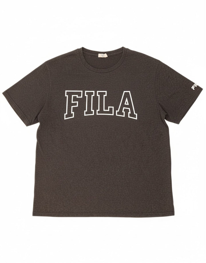 FILA Mens Graphic T-Shirt Top 2XL Grey Cotton