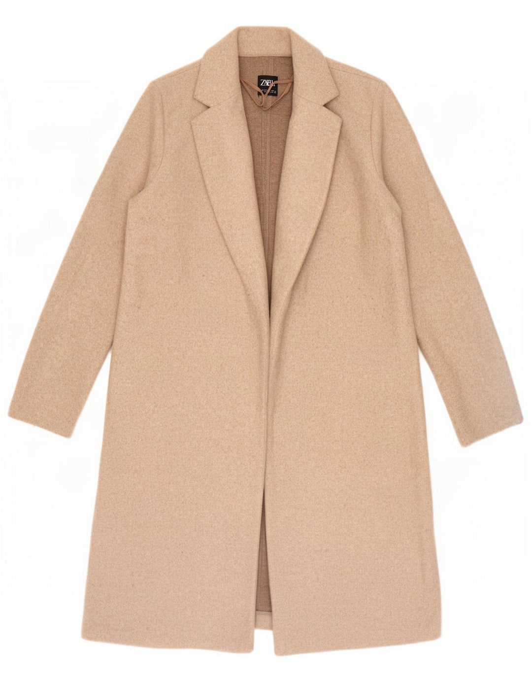 Zara Dame Overfrakke UK 14 Medium Beige Polyester