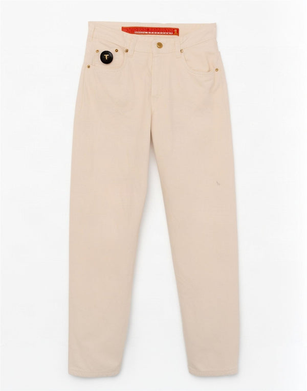 Trussardi Womens Tapered High Waist Jeans IT 32 2XS W26 L30 White Cotton