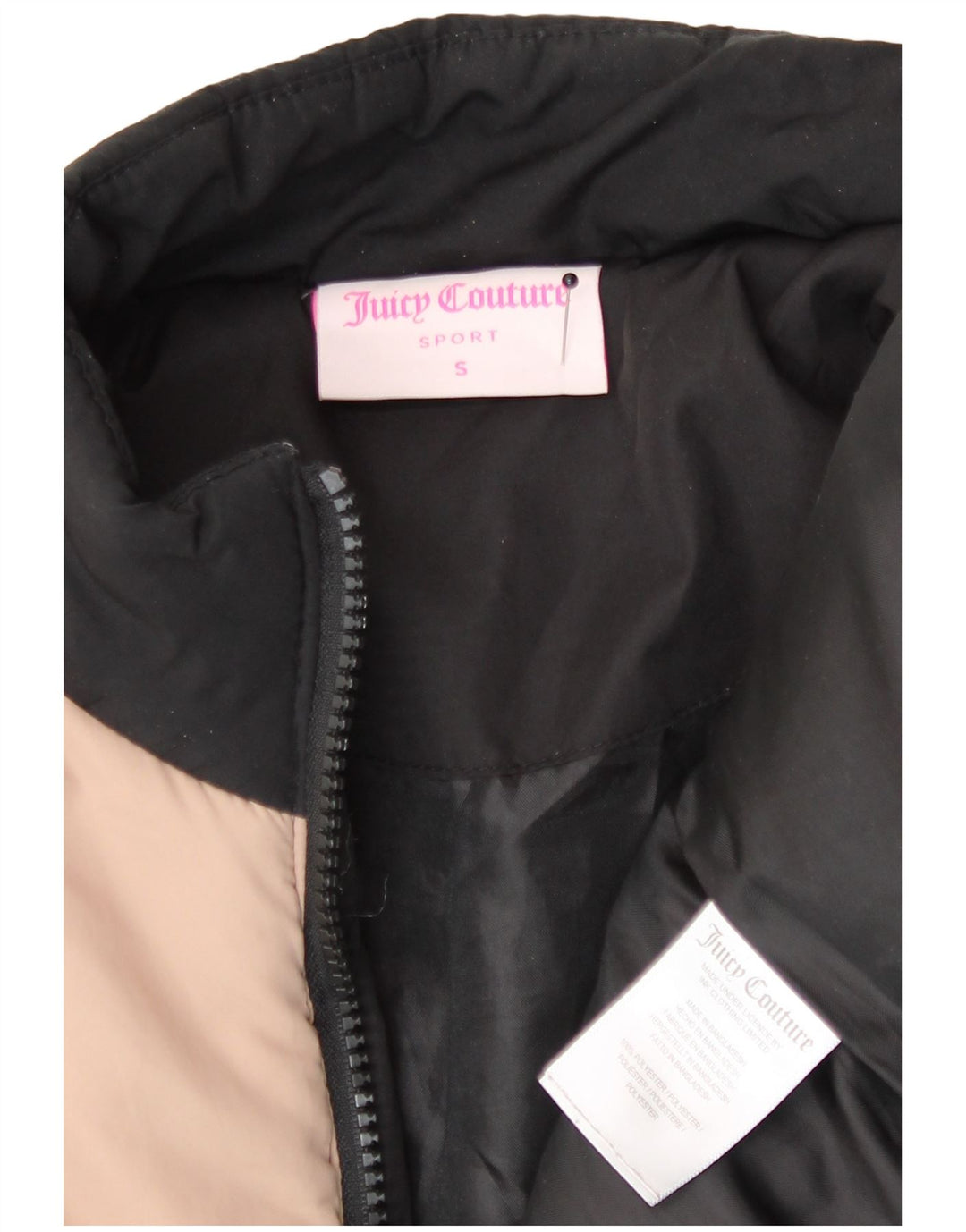 Juicy Couture Dame Crop Polstret Jakke UK 10 Small Black Colourblock