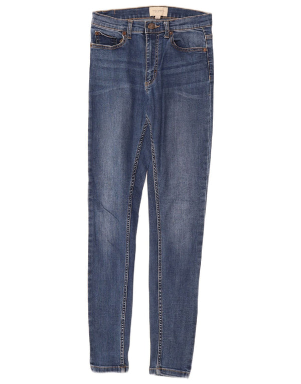 French Connection Dame Skinny Jeans UK 8 Small W27 L30 Blue Cotton