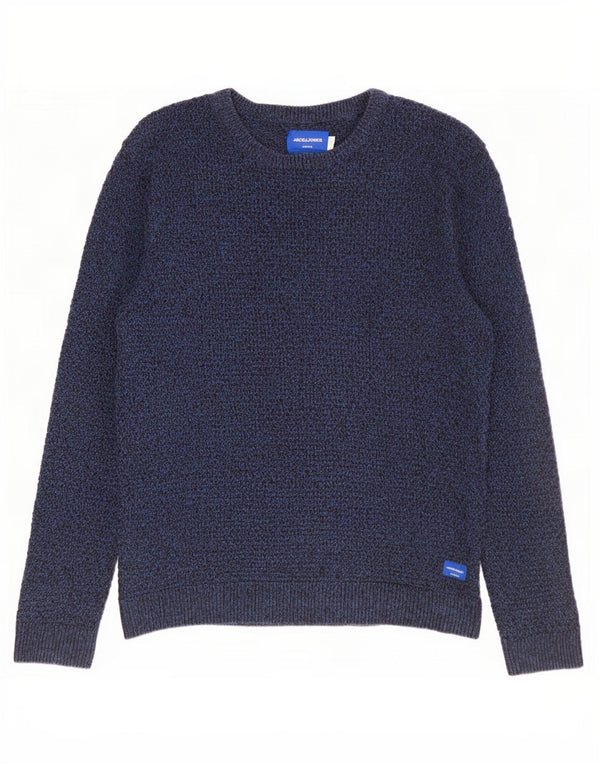 Jack & Jones Herre Boat Neck Jumper Sweater Large Navy Blue Flecked Bomuld