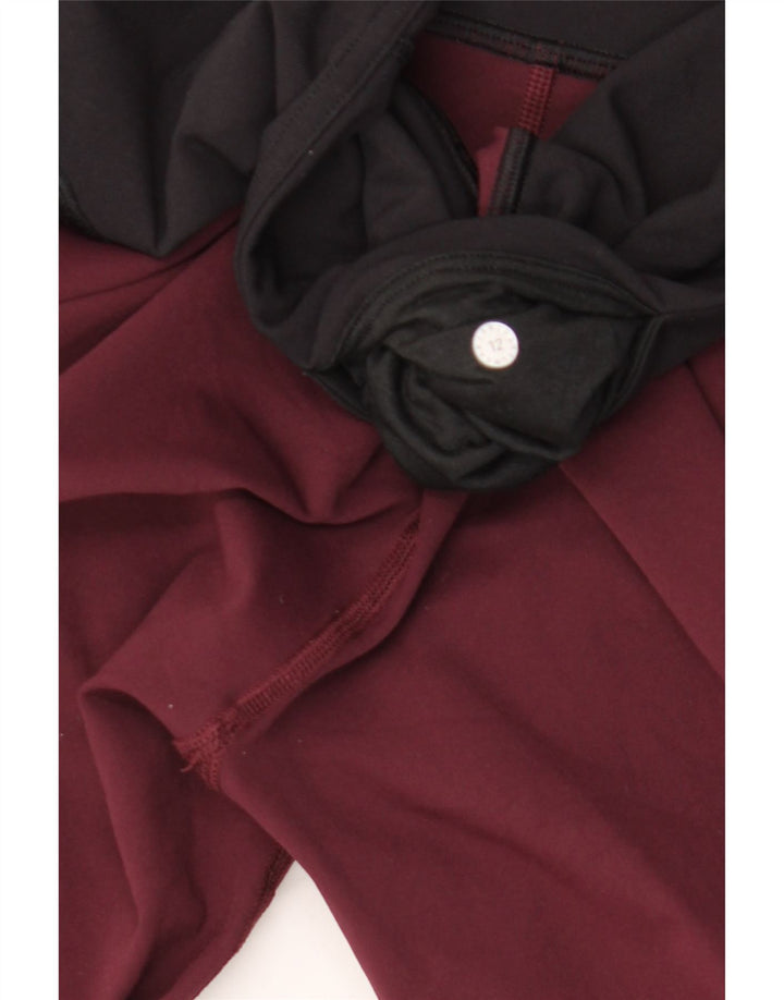 Lululemon Womens Crop Leggings US 12 Large Burgundy Colourblock
