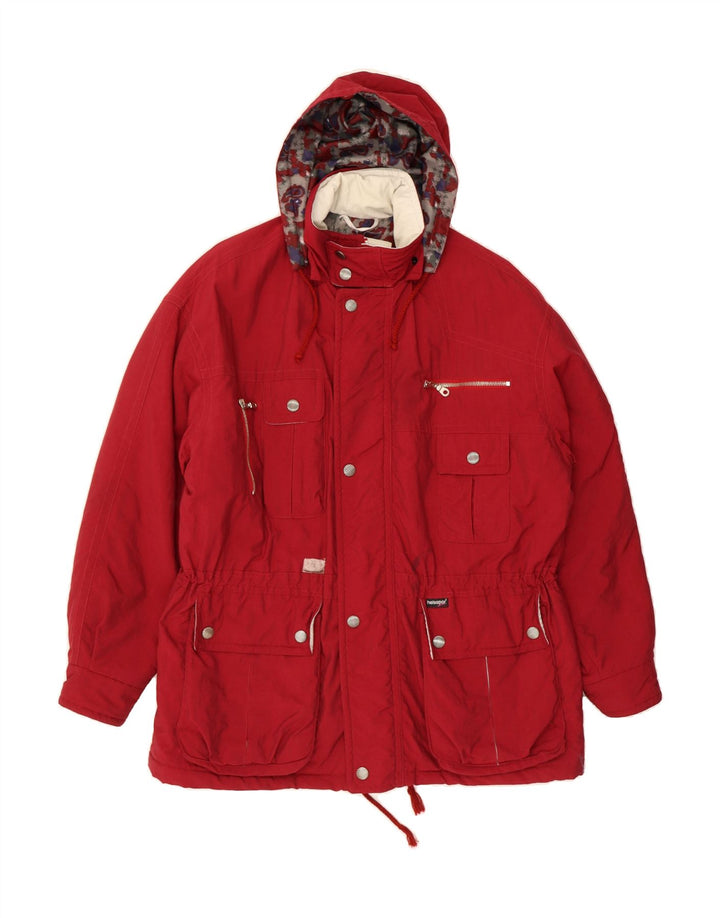VINTAGE Womens Hooded Windbreaker Coat UK 20 2XL Red Polyamide Vintage Vintage and Second-Hand Vintage from Messina Hembry 