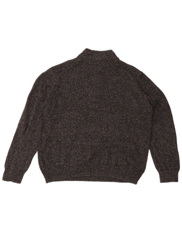 Izod Dame Button Neck Sweater UK 20 2XL Grå Flecked Acryl