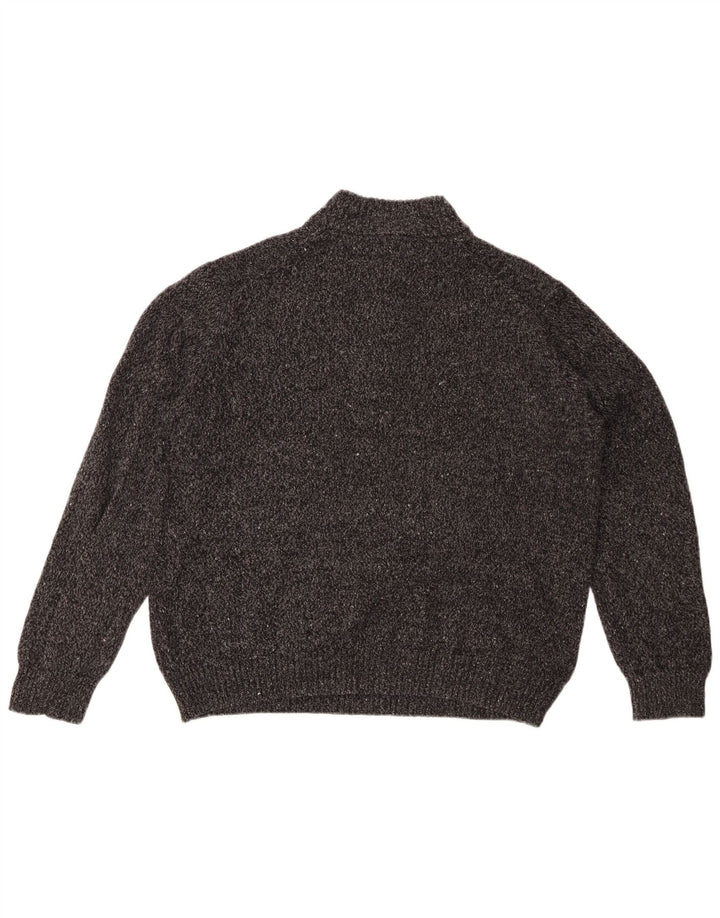 Izod Dame Button Neck Sweater UK 20 2XL Grå Flecked Acryl