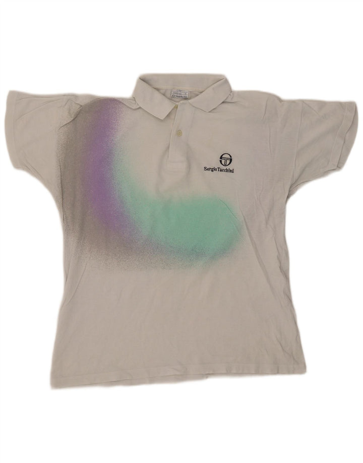SERGIO TACCHINI Herre poloshirt Medium White Tie Dye Bomuld