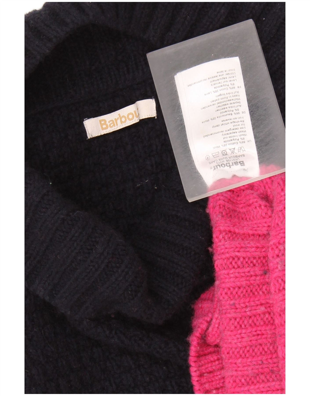 BARBOUR Dame Turtle Neck Jumper Sweater UK 18 XL Navy Blue Colourblock