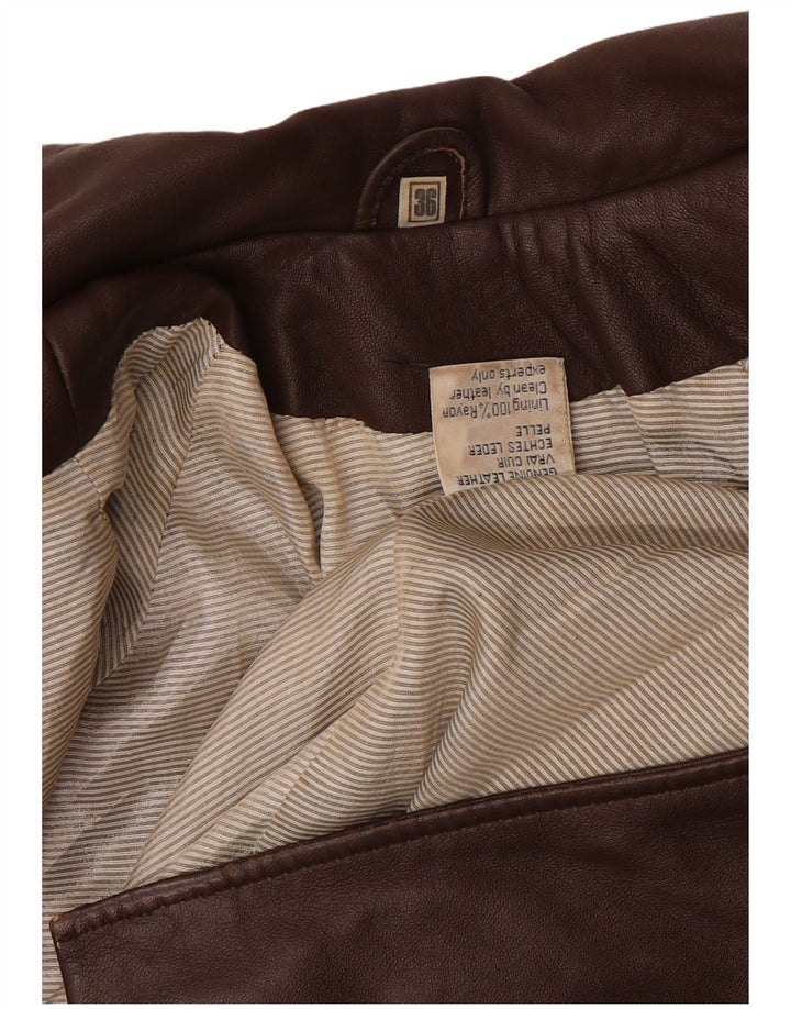 Vintage oversized læderfrakke til kvinder EU 36 lille brunt læder